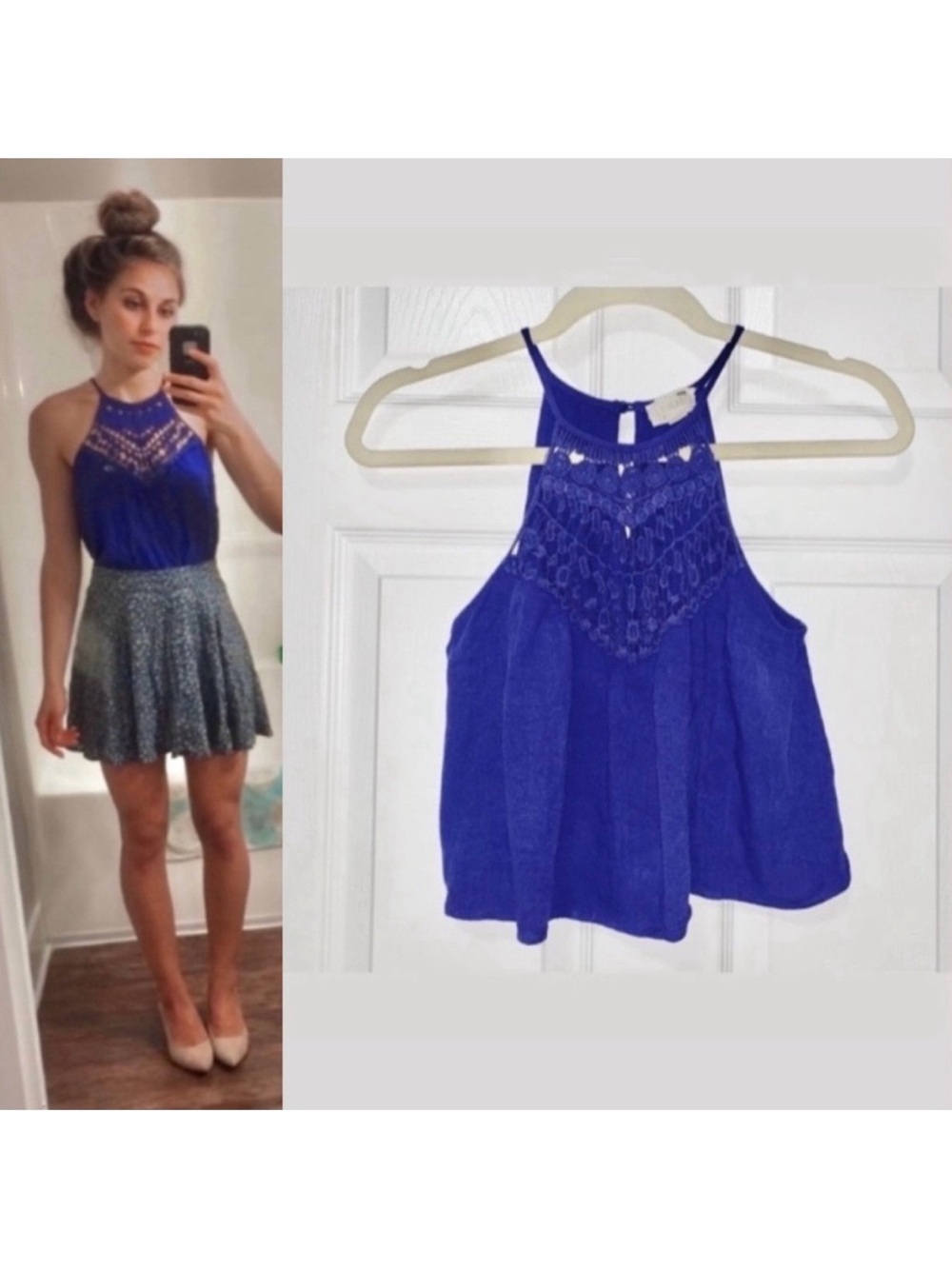 💙 LA Hearts • Crochet High-Neck Top